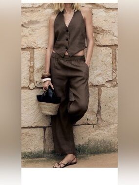 Zara Women’s Brown Halter Tie-Front Vest